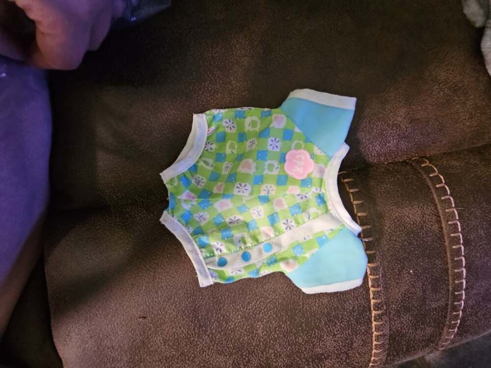 Cabbage Patch Kids Doll Romper Outfit Green and Blue Checker Pattern